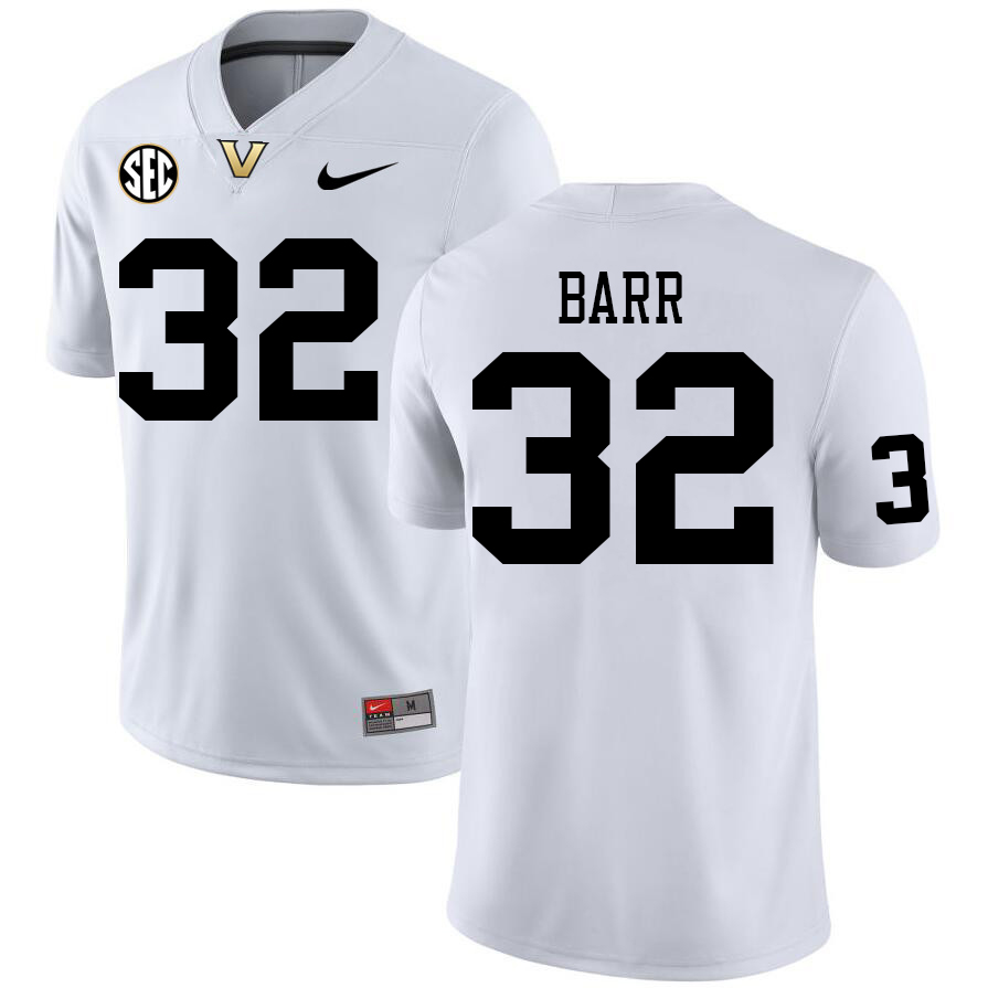 Vanderbilt Commodores #32 Ethan Barr College Football Jerseys Sale Stitched-White